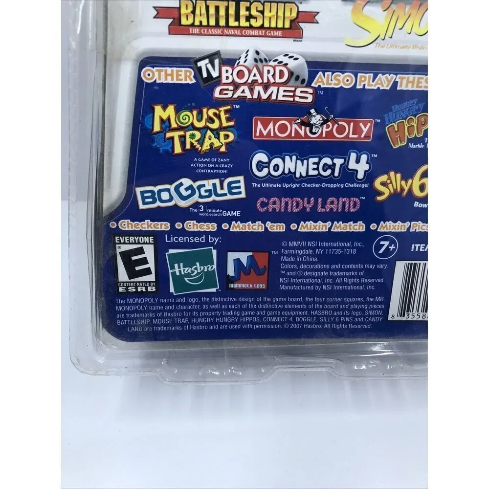 TV Board Games 3 in 1 Plug & Play Battleship, Simon & Checkers. Sealed
